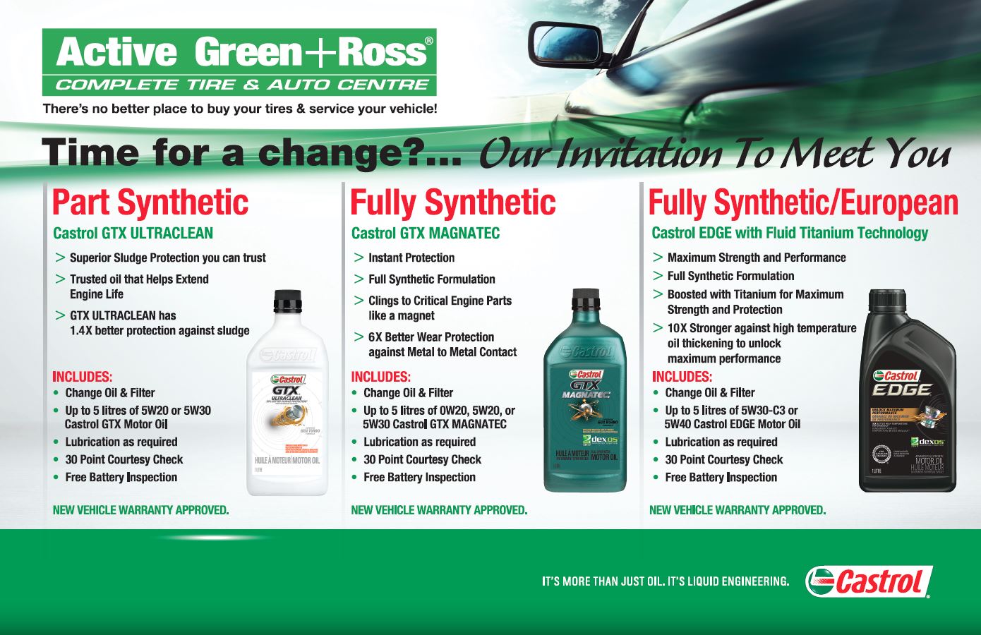 Image of Castor Oil Change Services - Active Green + Ross Complete Tire & Auto Centre